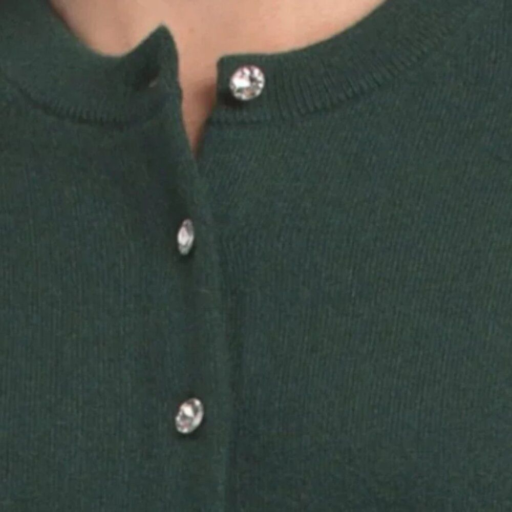 NEW White + Warren Cashmere Crewneck Rhinestone Cardigan - Picture 4 of 6